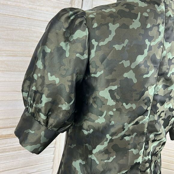 SEN Puff Sleeve Camo Mini Dress Medium - Picture 10 of 14